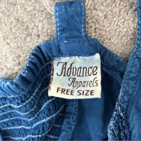 Vintage Advance Apparels Denim Tank Top w/Embroidery and String Ties - Picture 6 of 7